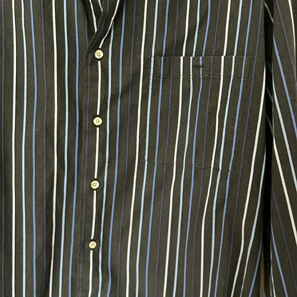 Ike Behar Black and Blue Men’s Striped Button Down ❤️ - Picture 2 of 8